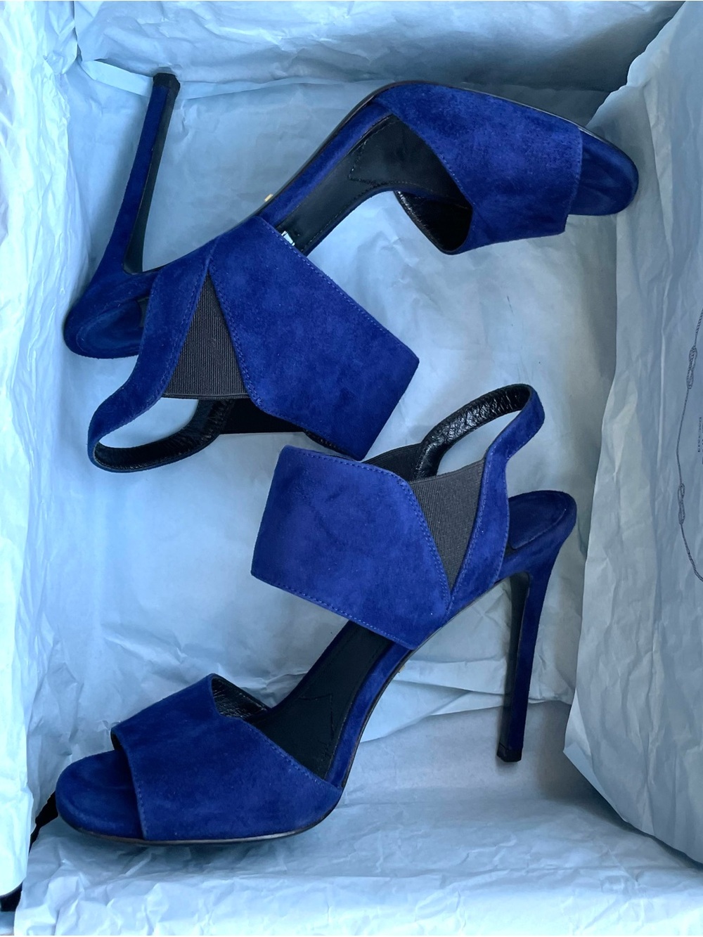 Prada Women’s Cobalt Blue Suede High Heel Sandals